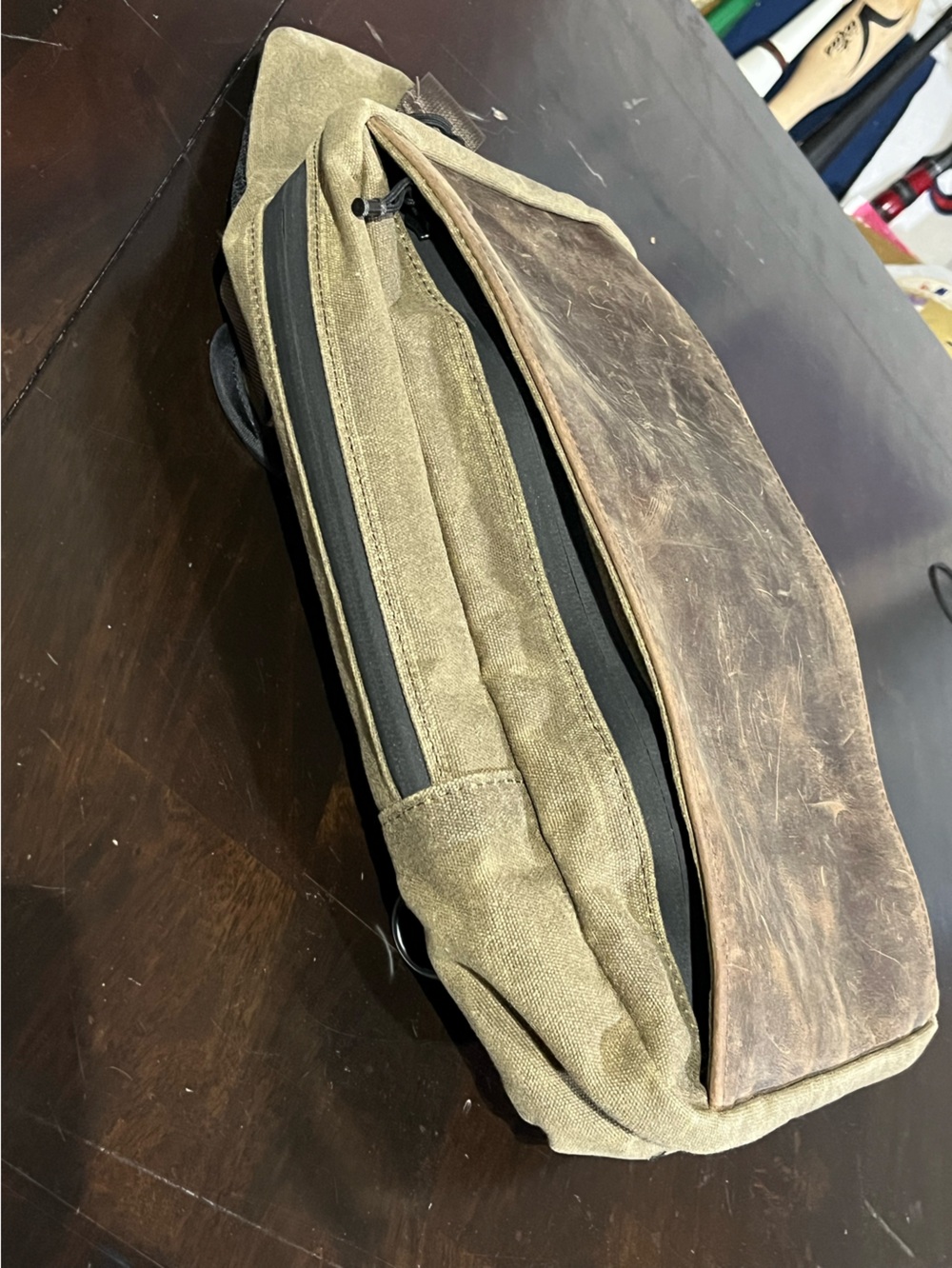 Waterfield Designs (sfbags) Sutter Tech Sling Bag, Leather, Waxed Canvas - Picture 2 of 7